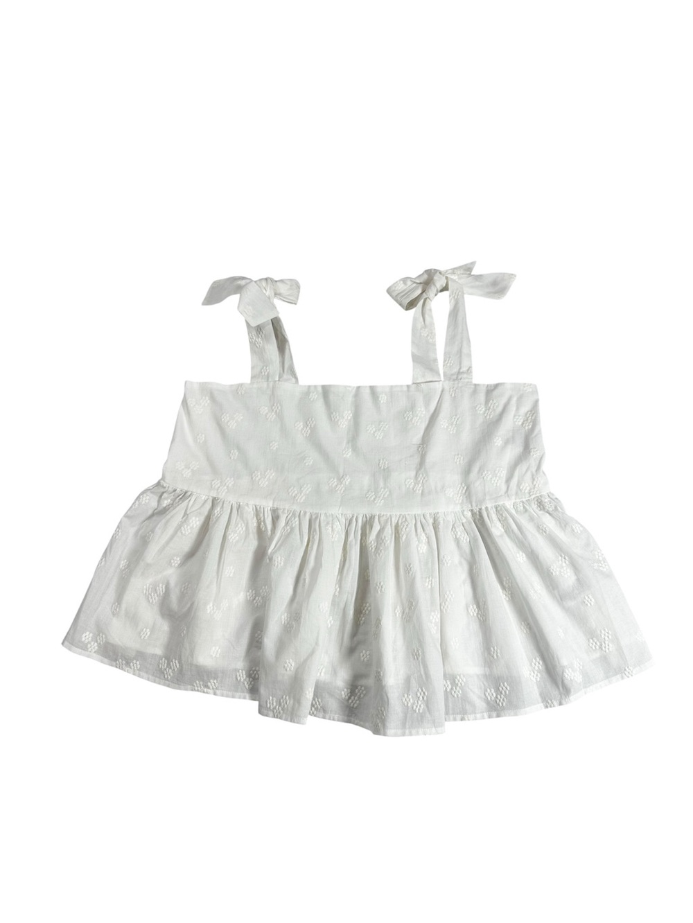 BP White Swiss Dot Tie Strap Peplum Smocked Tank Top Size XXL NWT